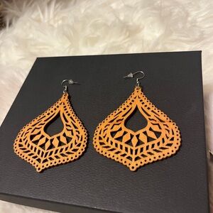 Teardrop Earrings Bohomian Wood Earrings